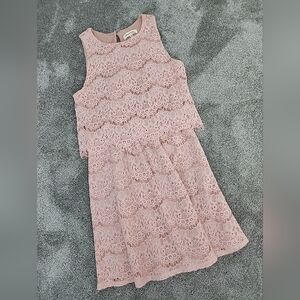 Monteau Pink Sleeveless Lined  Lace  Dress  Sz M